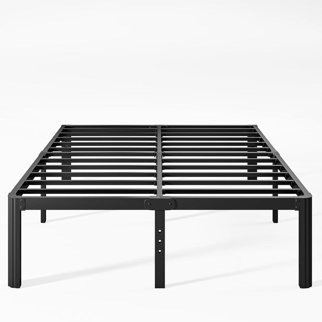 KERAMIK 18 Inch High King Size Bed Frame Metal, Platform King Bed Frame No Box Spring Needed with Round Edge, Easy Assembly, Heavy Duty, Black