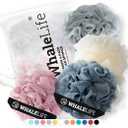 Loofah Sponge Bath Sponge for Women Men 4 Pack (Pink Blue Yellow Gray)