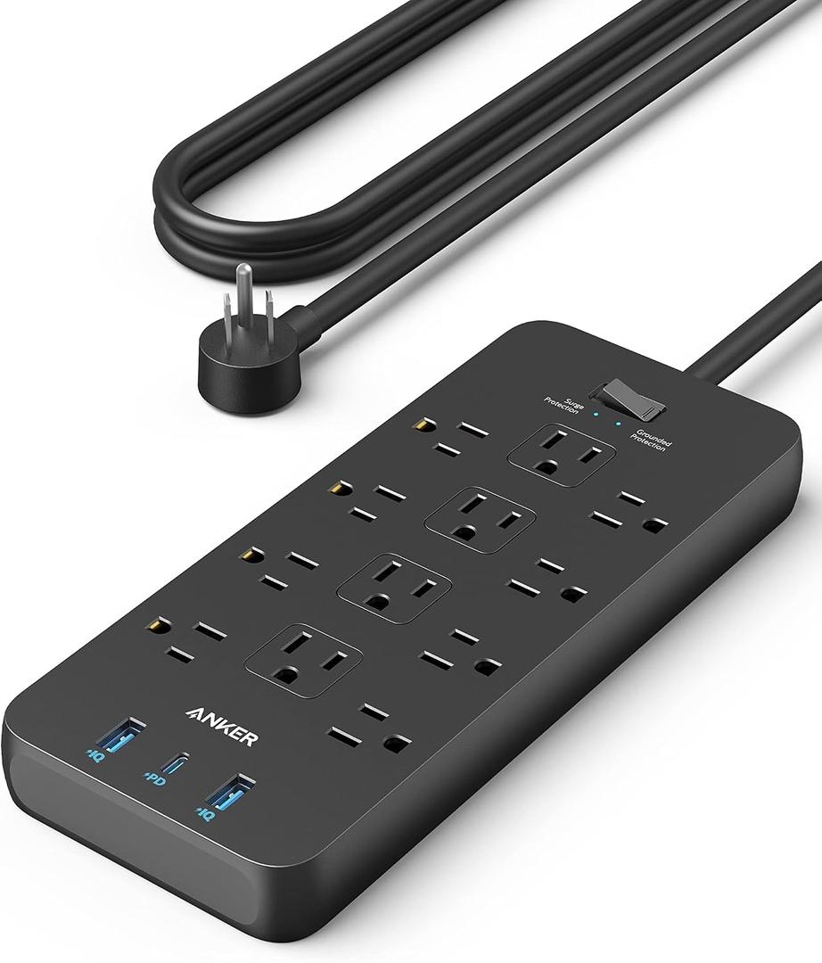 Power Outlet Commure Anker Power Strip with 2100J Surge Protector, Outlet Extender, 5ft ...