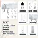 Juexica Ceiling Curtain Track Set White 6.6ft-9.8ft Heavy Duty Ceiling Mount Adjustable Length Curtain Rails with Clips Hooks End Hook for Room Divider