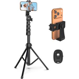 64 Tripod for Cell Phone & Camera, Phone Tripod with Remote and Phone Holder, Sturdy & Stable Height Adjustable Multi-Angle Shot Selfie Stick Tripod for Video Recording