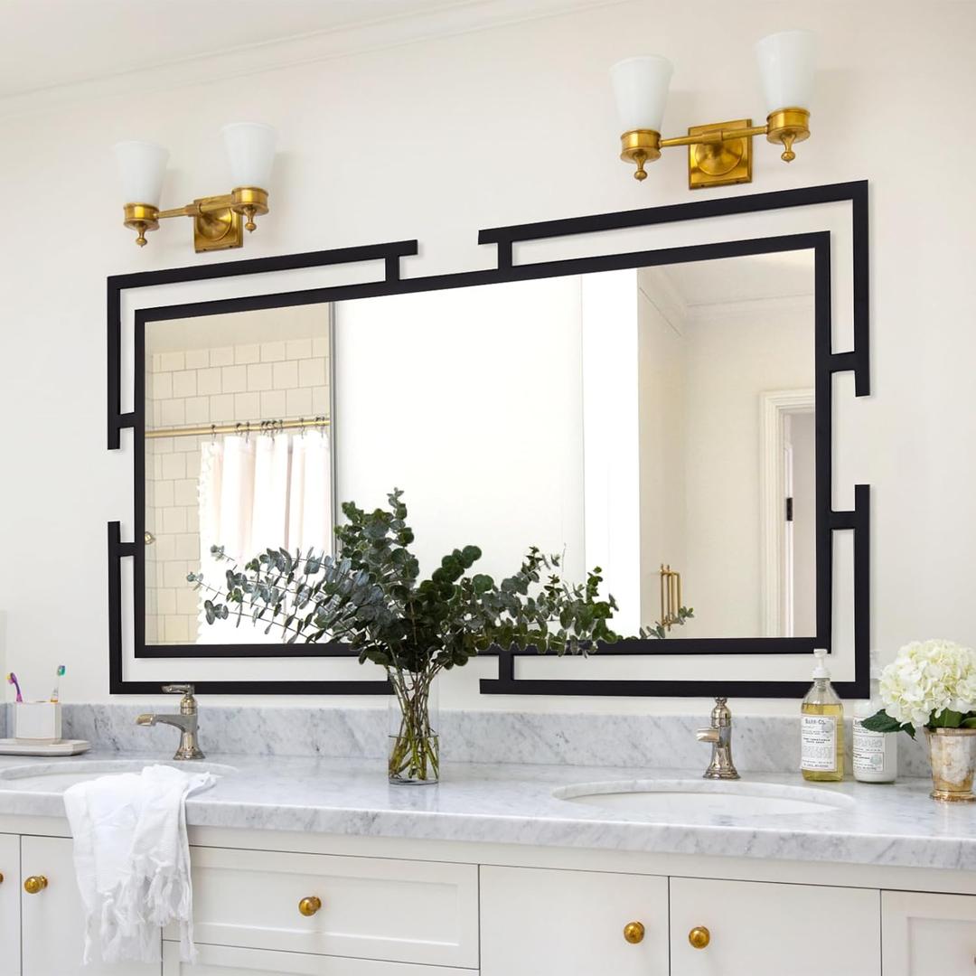 Autdot 60"x30" Large Black Bathroom Mirror, Full Length Mirror Wall Decor with Metal Frame for Living Room, Entryway, Bedroom, Horizontal/Vertical