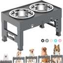 Elevated Dog Bowls with 2 Stainless Steel Bowls, Raised Dog Food Bowl Stand 5 Height Adjustable (3.1", 9", 10", 11", 12") Non-Slip Feeder Set for Medium and Large Dogs - Gray (For Medium Large Dogs)