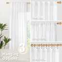 YoungsTex White Linen Curtains 80 Inch Length for Living Room, Light Filtering Semi Sheer Drapes with Rod Pocket Back Tab Privacy for Dining Bedroom Windows, 2 Panels, 52 X 80 Inch