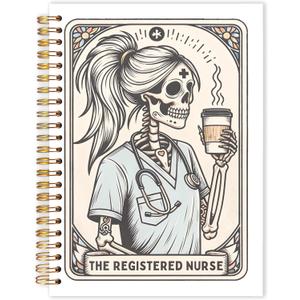 Funny Gothic Skeleton Nurses Spiral Notebooks, Registered Nurse Gifts Journal for Writing, Nurse Appreciation Week Gifts Notebook for Note Taking, Goth Office Supplies, 5.5x8.3 Inch
