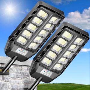 CEDIO 6500W Solar Light Outdoor, Solar Street Lights Outdoor IP66 Waterproof, 6500K Dusk to Dawn LED Security Flood Lights Motion Sensor with Remote Control for Yard(6500K-2PACK)