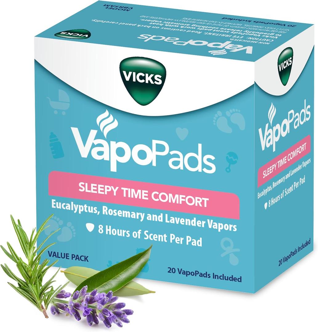 Vicks VapoPads Sleepy Time Comfort - Vapor Pads Refill for Vicks Humidifiers and Steam Inhalers - Rosemary, Lavender, and Eucalyptus, 20-Pack, Box Color May Vary