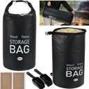 2 Pack 20 LB Wood Pellet Storage Bag with Scoops and Labels, Waterproof PVC Storage Container Grill Accessories for Pellets, Charcoal, Wood Chips