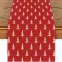Artoid Mode Red Xmas Tree Christmas Table Runner, Seasonal Winter Kitchen Dining Table Decoration for Home Party Decor 13x48 Inch