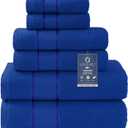 COZYART Royal Blue Bath Towels Set 6 Piece, 2 Bath Towels 2 Hand Towels 2 Washcloths, Luxury 100% Turkish Cotton 650GSM Hotel Quality, Soft, Absorbent, Towel Sets for Bathroom 