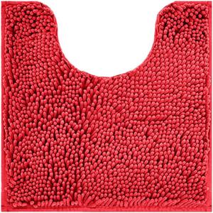 Reyox Chenille Bath Mat, Toilet Rugs U Shaped, Soft Plush Bath Bathroom Rug, Absorbent Shaggy Bathroom Contour Rug Red 19.7"x15.7"