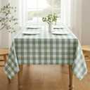 Veblandy Checkered Tablecloth Rectangle Waterproof Gingham Table Cloth Washable Buffalo Plaid Table Cover Wrinkle Free for Kitchen, Dining and Outdoor Picnic, 52 x 70 Inch, Sage Green and White
