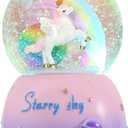 Unicorn Music Snowball, 3.94 Inch Automatic Snowfall Music Box, with LED Rainbow Snow Lights, Birthday, Christmas, Ideal Gift for Girls