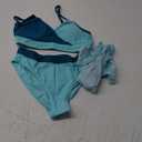 Girls Swimsuit V Neck Bikini Set Color Block with Cover Up 3Pcs Bathing Suits (15-16 Years, Blue)