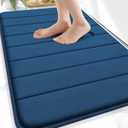 OLANLY Memory Foam Bath Mat 30x20, Super Soft Absorbent Bathroom Rugs, Quick Dry, Machine Washable Shower Floor Rugs, Bathmat Carpet, Bathroom Home Decor Accessories, Navy Blue