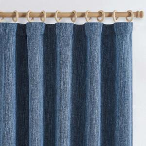 jinchan Burlap Look Curtains 84 Inches Long Textured Curtain for Living Room Light Filtering Farmhouse Drapes Rod Pocket Window Curtain Drape for Bedroom 2 Panels Blue Curtains