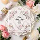 80Pcs Mothers Day Floral Paper Napkins, 2-Ply Disposable Napkins for Mothers Day Decoration, Elegant Pink Flower Design, Party Supplies for Mothers Day Celebration 6.5 x 6.5 Inch
