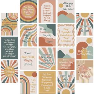 Fuyoooo 20 Pcs Boho Growth Mindset Posters for Classroom Decor Rainbow Motivational Posters Back to School Inspirational Bulletin Board Wall Decor for First Day of Preschool Elementary Middle School