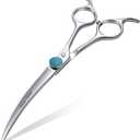 Fenice Professional Grooming Curved Shear: 45 Degree Super Curves Scissors for Dogs 6.5" Big Arc Curved Shears Made Of Japanese 440C Stainless Steel