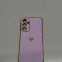 LeYi for Galaxy A16-5G Phone Case: with Tempered Glass Screen Protector [2 Pcs]+ Full Camera Lens Protection,Love Heart Plating Luxury Shockproof Case for Samsung A 16 5G, Purple