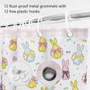 MEHOFOND Easter Shower Curtain,Pink Buffalo Plaid Bunny Rabbit Shower Curtains for Bathroom,Colorful Bows Bunny Rabbits Eggs Shower Curtain Bathroom Decor Sets with 12 Hooks, 72x72 in