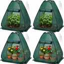 4 Pack 28" x 28" x 32" Pop up Plant Covers with Zipper Door and Stakes, Garden Netting, Crop Cage Against Birds, Small Animals and Direct Sunlight
