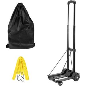 HOZEON Folding Hand Truck, 88 Lbs 40 KG Heavy Duty 4-Wheel Solid Construction Utility Cart for Luggage, Lightweight Compact Portable Fold Up Dolly for Luggage, Travel, Shopping Moving, Office, Black