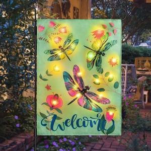 Spring Garden Flag 28×40 Double Sided, 8 Modes Lighted Dragonfly Flag, Welcome Spring Garden Flag for Outside, LED Flag for Yard and Garden Decor in Spring Spring Garden Flag 28×40 Double Sided, 8 Modes Lighted Dragonfly Flag, Welcome Spring Garden Flag for Outside, LED Flag for Yard and Garden Decor in Spring