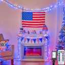 Brightown Red White Blue Lights, 500LED 25FT 4th of July Lights Patriotic Cluster String Lights 8 Modes Waterproof Memorial Day Decor for Indoor Outdoor Independence Day Patriotic Holidays