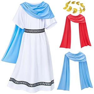 Yoroka Kids Grecian Robe for Medieval times Olympic palace White Toga Costume 6-7 Years (120)