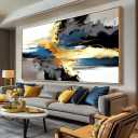 Wall Art Abstract Wall Art Prints Canvas Painting Black Yellow Blue Modern Large Artwork for Living Room Bedroom Office Home Decor 20"x40" with Framed