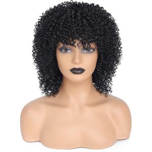 Black Braided Kinky Curly Synthetic Afro Short Wig for Women