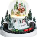 MUMTOP Christmas Snow Globes, Automatic Train Snow Globes with Musical Battery Operated LED Lights Glittering Music Water Globe Winter for Holiday Home Indoor Christmas Decor