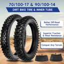 90/100-14 70/100-17 Dirt Bike Tire for Yozma in 10 Pro Ebike KX85 | Rear and Front 3.00-14 2.75-17 Inner Tube Set, Motorcycle Tire Spoons Kit, for TTR125 KLX125 KLX140 RM85 Pit Bike, Off Road