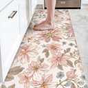 DEXI Kitchen Mats for Floor, 23x86, Cushioned Standing Mat Anti Fatigue, Wide Waterproof Comfort Floral Padded for Laundry Room Office, Pink