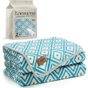 Washable Pee Pads for Dogs - 2 Pack Extra Thick Reusable Puppy Pads with Super Absorbency, Waterproof & Non-Slip Dog Pee Pads for Potty Training , Whelping , Playpen , Crate , Prevents Leakage 18"x24"