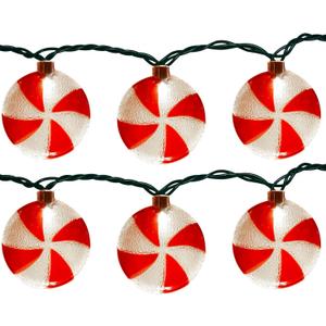 Xingzd 8.5Ft Christmas Candy Light, Christmas Decorations String Lights with 10 Red White Peppermint Bulbs, Plug in Fairy Lights for Indoor Party Kid's Room Xmas Tree Patio Bedroom Garden Decor