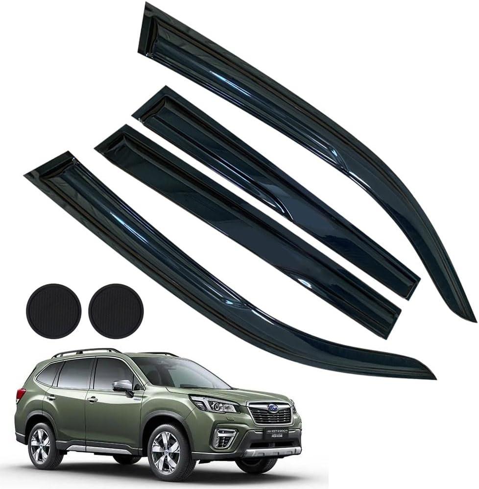 Rain Guards for Forester SK 2019-2024, Tape-on Side Window Deflectors for Forester SK, Window Visors for Subaru Cars,for Subaru Car Accessories 4 Rain Guards 2 Car Coasters