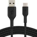 Belkin USB A to USB C Cable, 6.6ft, 15W - Type C Charger, iPhone Charger Cord, Soft, Braided, Flexible for iPhone 16 & 15, Galaxy S25, Pixel 9, iPad Pro, Airpods Pro, Switch & More - Black