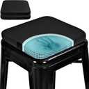 SINOSSO Magnetic Memory Foam Metal Stool Cushions Set of 2, Luxury Velvet Bar Cafe Stackable Chair Seat Pads, Non-Slip & Washable (Square, Black, 2)
