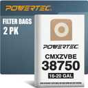 POWERTEC CMXZVBE38750 Vacuum Bags for Craftsman 38750 2PK, for Craftsman CMXEVBE 17595, 17607, 18595, 18695, 17596, 17656, 16 to 20 Gallon Replacement Dust Collection Bags, Shop Vacuum Bags (75069)