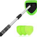 XINDELL 29-inch Windshield Cleaner Tool  Car Interior Window Cleaning Kit with Extended Long Handle & 4 Microfiber Pads, Auto Wiper Windshield Brush for Car, Trucks, SUVs, RVs & Home