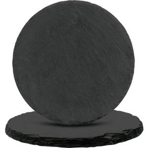 Black Nature Stone Coasters Set of 2, Round Drink Coasters Anti-Scratch, Table Décor for Office Bar Kitchen and Home, Protect Wood Glass Surfaces in Style (2pack)