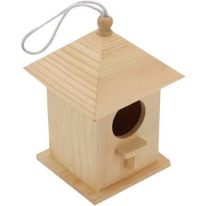 Wooden Birdhouse Creative Wooden Hanging Bird House for Small Bird DIY Birdcage Making or Decoration