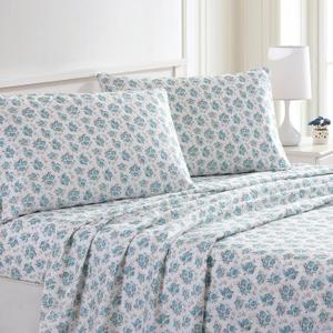 Modern Threads Printed 3-Piece Extra Soft Bedding Sheets & Pillowcase Set, Deep Pocket up to 16 inch Mattress Forever Roses Twin (15 Light Blue Roses)