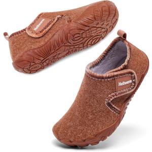 Heiiwarm Toddler Fuzzy Cotton Slippers Non Slip Winter Warm Girls Moccasin Soft Sole Boys Bedroom House Cozy Lightweight Comfy Slippers Brown 10