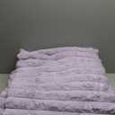 Cozy Bliss Faux Fur Throw Blanket for Couch, Cozy Warm Plush Striped Blanket for Sofa Bedroom Living Room, 90 * 90 Inches Lavender