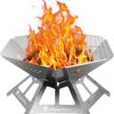 Foldable Portable Fire Pit,Stainless Steel Fire Pits with Charcoal Grill Net and Storage Bag,Camping Fire Pit Grill for Patio Outdoor Barbecue Campfire Bonfire