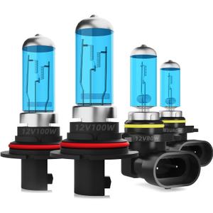 Headlight Bulbs Fit For Dodge Ram 2002-2007, 9007 High Low Dual Beam 9006 Fog Lights Combo, Super Bright 5500K White Light High Performance Halogen Light Bulbs, 4PCS