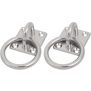 uxcell 304 Stainless Steel 6mm Thickness Ring Square Shape Fixed Pad Eye Plate 2pcs